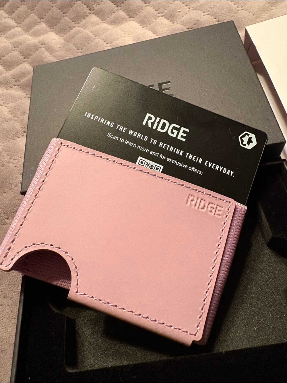Ridge Leather Biflex Wallet Lilac NEW in box small minimalist wallet